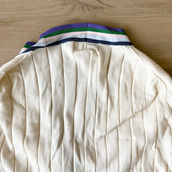 Kule cream Brinx preppy varsity lightweight cotton cardigan sweater - Medium - Picture 8 of 8